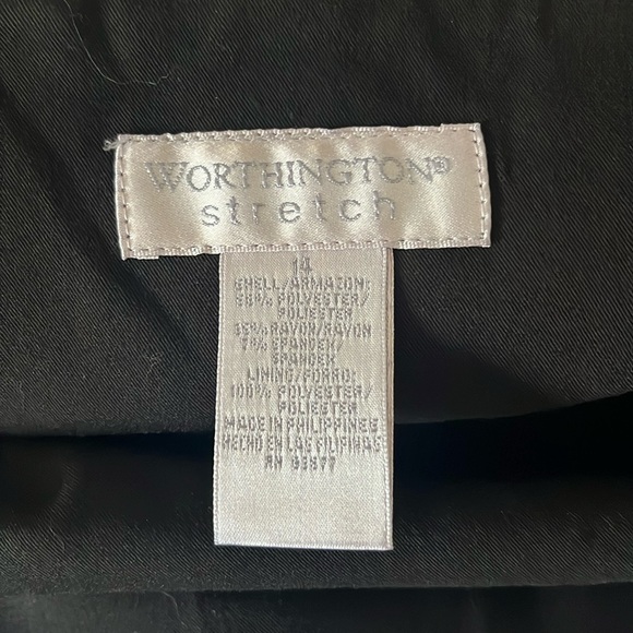 Worthington Stretch Black Knee Length Lined Pleated Back Women’s  Skirt Size 14 - Picture 8 of 11